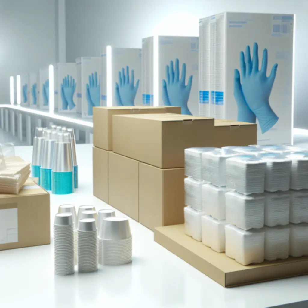 Uitgelichte verbruiksartikelen zoals handschoenen en verpakkingsmateriaal