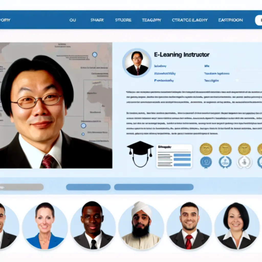 Presentatie van een instructeurprofiel met biografie en beoordelingen