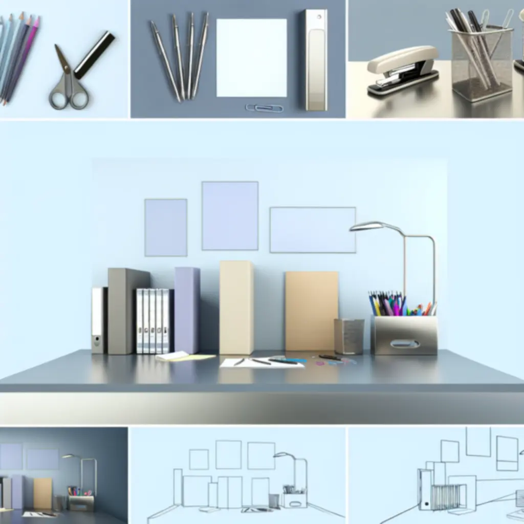 Kantoorbenodigdheden zoals pennen, mappen en notitieblokken