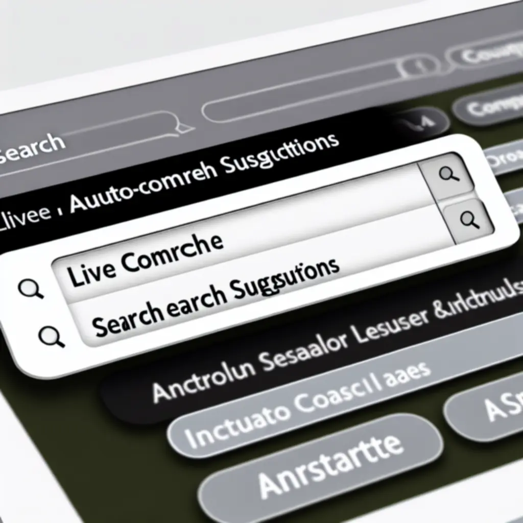 Voorbeeld van zoekbalk met live suggesties